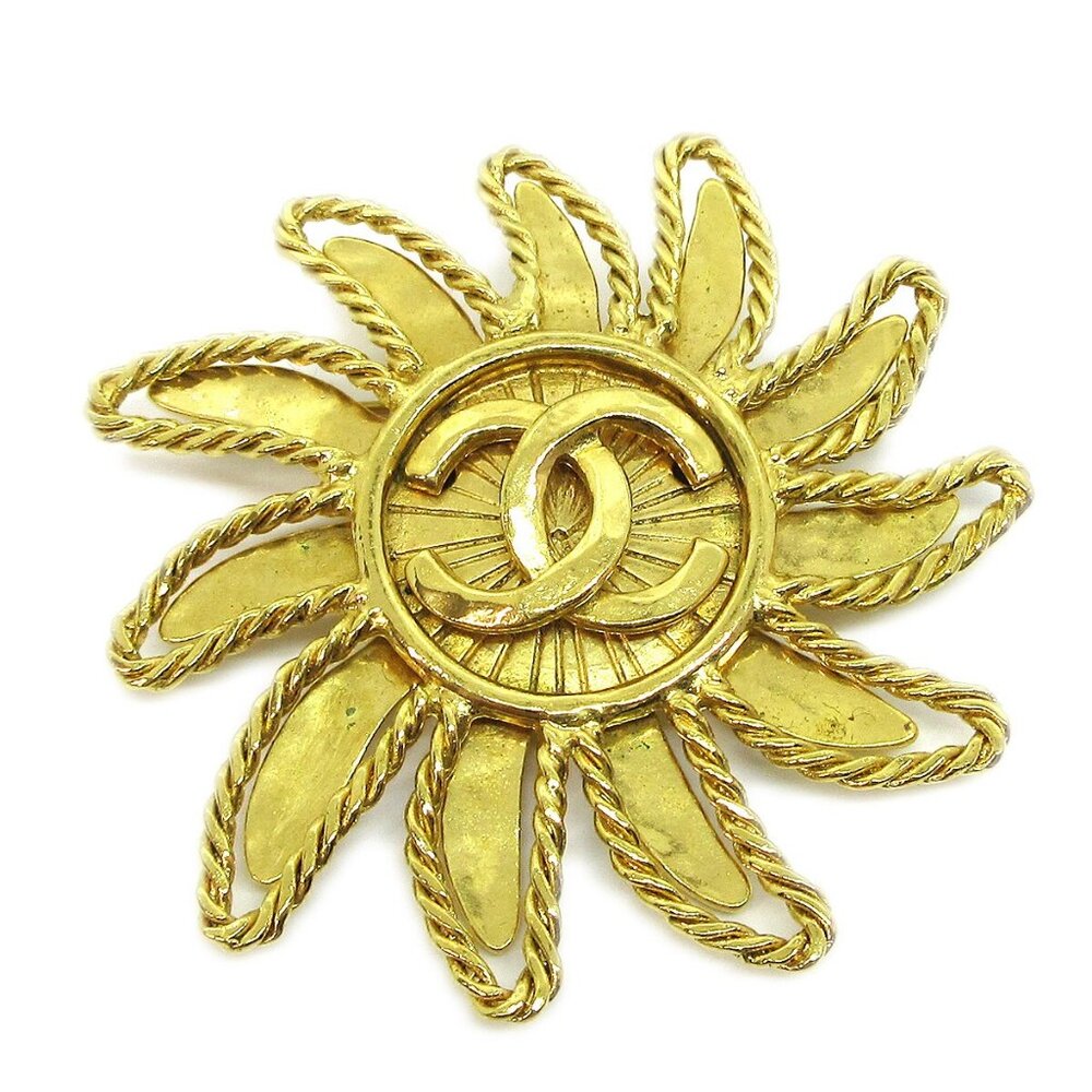 Chanel Sun Brooch Pin Gold